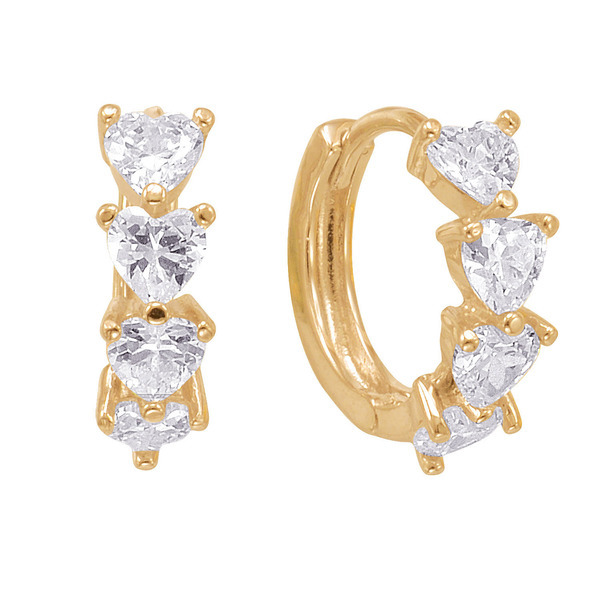 14K Gold Plated Sterling Silver Cubic Zirconia Heart Endless Hoop Earrings