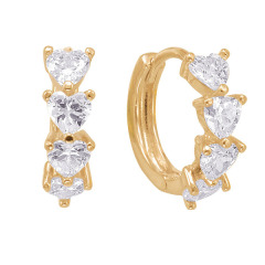 14K Gold Plated Sterling Silver Cubic Zirconia Heart Endless Hoop Earrings