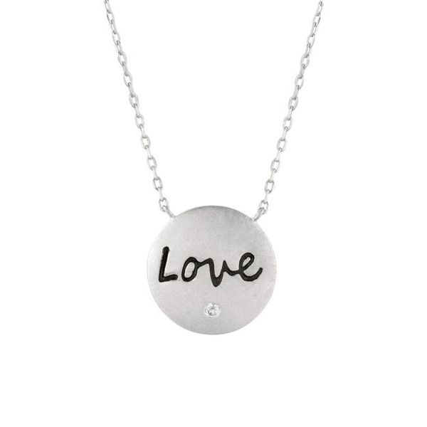 Landou Jewelry Sterling Silver Yellow Gold Plated Love Disc Necklace