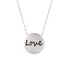 Landou Jewelry Sterling Silver Yellow Gold Plated Love Disc Necklace