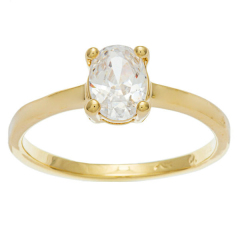 Sterling Essentials Silver Rose Gold Plated Oval-cut White Cubic Zirconia Ring