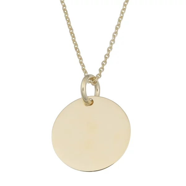 Simple Design Sterling Silver High Polish 10mm Round Disc Necklace