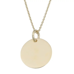 Simple Design Sterling Silver High Polish 10mm Round Disc Necklace