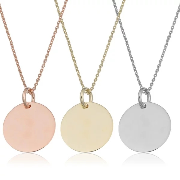 Simple Design Sterling Silver High Polish 10mm Round Disc Necklace