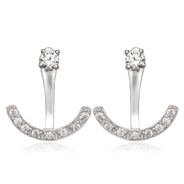 14K Gold Plated Sterling Silver Cubic Zirconia Smile Ear Cuff Earrings