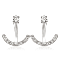 14K Gold Plated Sterling Silver Cubic Zirconia Smile Ear Cuff Earrings