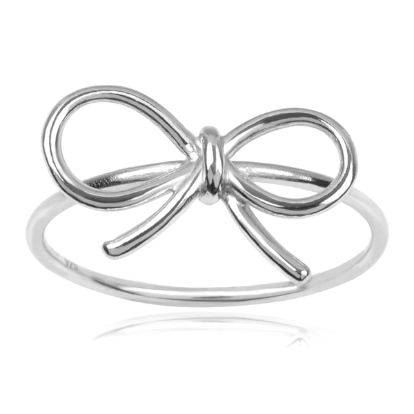 Plain Jewelry Rose Gold Plated High Polish Sterling Silver Bow Ring