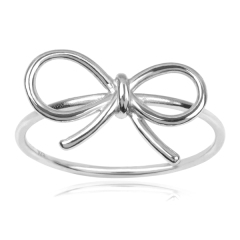 Plain Jewelry Rose Gold Plated High Polish Sterling Silver Bow Ring