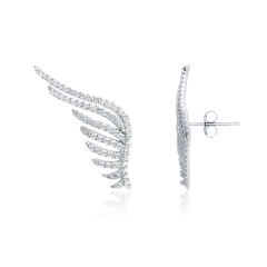 Rose Gold Plated Sterling Silver AAA Cubic Zirconia Angel Wing Stud Earrings