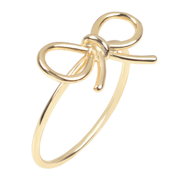Plain Jewelry Rose Gold Plated High Polish Sterling Silver Bow Ring