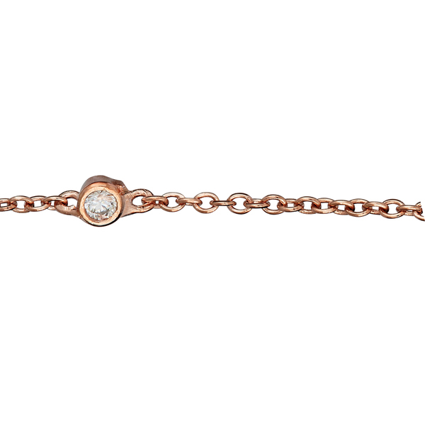 Sterling Silver Cubic Zirconia by the Yard Bow Necklace in Rose Gold Plated
