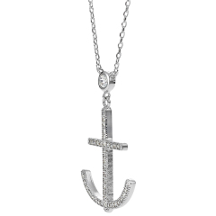 China Manufacturer Sterling Silver Cubic Zirconia Anchor Necklace Design