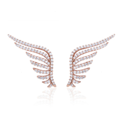 Rose Gold Plated Sterling Silver AAA Cubic Zirconia Angel Wing Stud Earrings