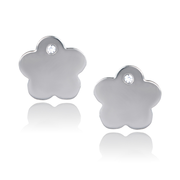 Tiny Design Sterling Silver Cubic Zirconia Flower Stud Earrings for Girls