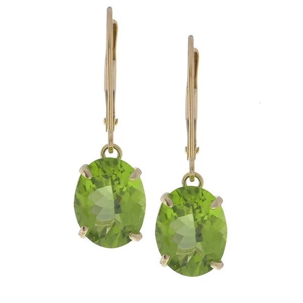 Fine Jewelry 14k White Oval Emerald Peridot Leverback Earrings