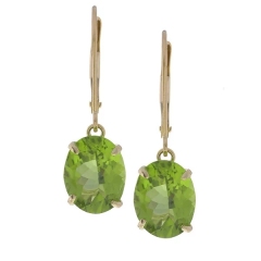 Fine Jewelry 14k White Oval Emerald Peridot Leverback Earrings