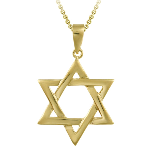 Jewish Jewelry 14K Gold Plated Sterling Silver Star of David Pendant Necklace