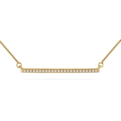 Sterling Silver 14K Yellow Gold Plated Cubic Zirconia Trapeze Bar Necklace