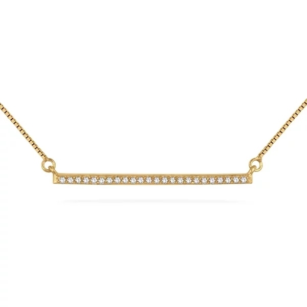 Sterling Silver 14K Yellow Gold Plated Cubic Zirconia Trapeze Bar Necklace