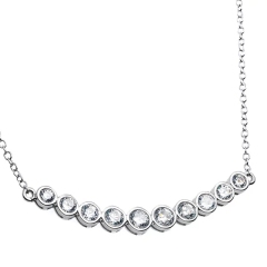 Fashion Sterling Silver Bezel-set Cubic Zirconia Curved Bar Necklace