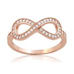 14K Gold Plated Sterling Silver Cubic Zirconia Infinity Women Ring