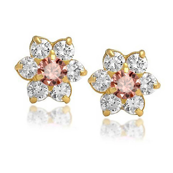 Landou Jewelry 925 Sterling Silver Cubic Zirconia Flower Stud Earrings