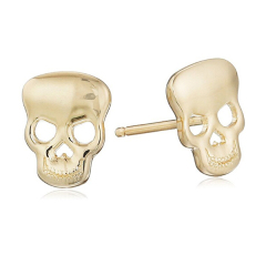 Women Jewelry 14K Gold Plated Sterling Silver Skull Stud Earrings
