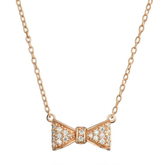 Landou Jewelry 925 Sterling Silver Cubic Zirconia Bowknot Necklace Women