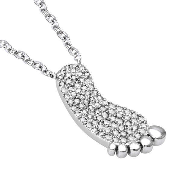 Landou Jewelry 925 Sterling Silver Cubic Zirconia Baby Foot Necklace
