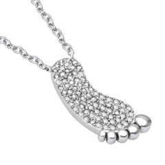 Landou Jewelry 925 Sterling Silver Cubic Zirconia Baby Foot Necklace