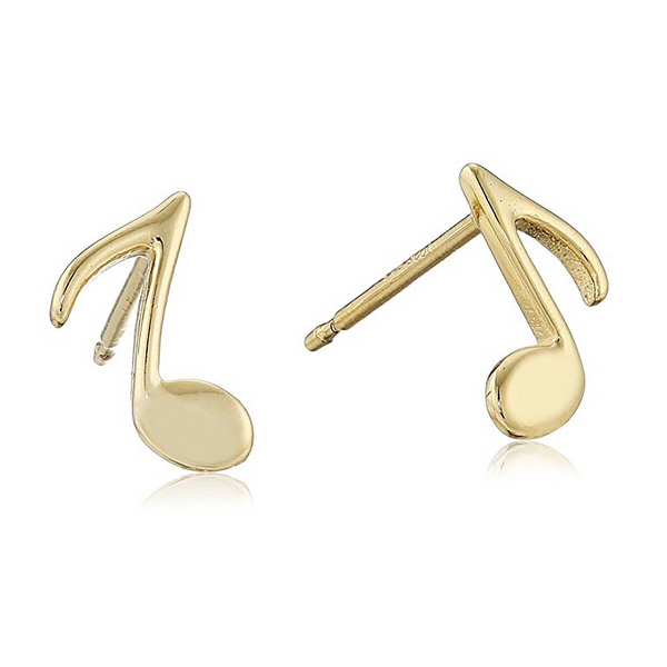 Landou Jewelry 925 Sterling Silver High Polish Tiny Music Note Stud Earrings