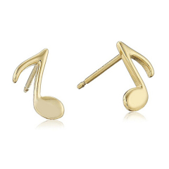 Landou Jewelry 925 Sterling Silver High Polish Tiny Music Note Stud Earrings
