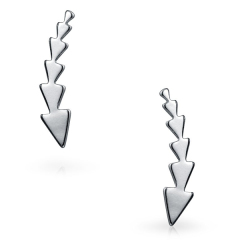 Landou Jewelry 925 Sterling Silver Triangle Ear Pins Climber Earrings
