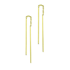 Fine Jewelry Sterling Silver Straight Wire Threader Earrings for Women