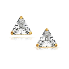 925 Sterling Silver Basket Set Trillion Cut Cubic Zirconia Triangle Stud Earrings
