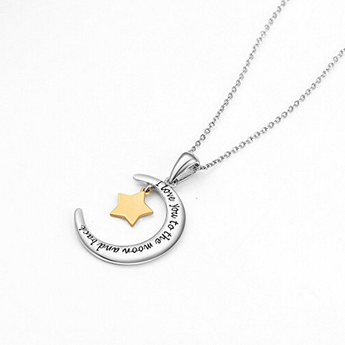 I Love You to the Moon and Back Silver Five Stars Women Pendant Necklace