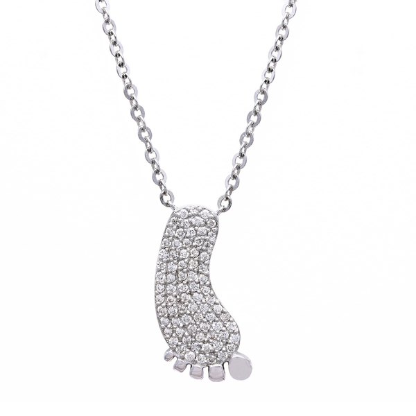 Landou Jewelry 925 Sterling Silver Cubic Zirconia Baby Foot Necklace
