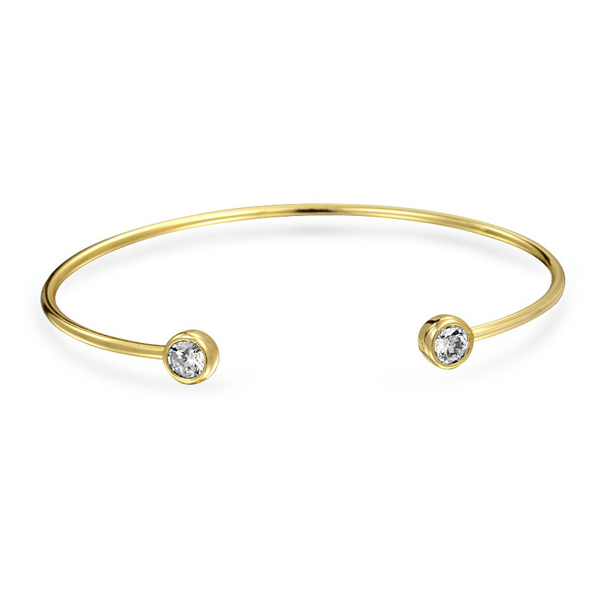 Landou Jewelry Gold Plated CZ Cuff 925 Silver Stackable Thin Bangle Bracelet