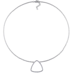 Landou Jewelry 925 Sterling Silver Cubic Zirconia Hollow Triangle Necklace
