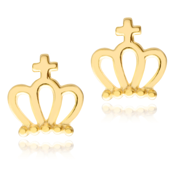 Tiny Design 925 Sterling Silver High Polish Small Crown Stud Earrings
