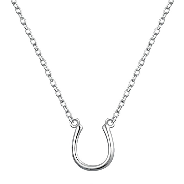 Landou Jewelry 925 Sterling Silver High Polish Lucky Horseshoe Necklace