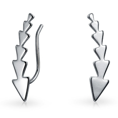 Landou Jewelry 925 Sterling Silver Triangle Ear Pins Climber Earrings