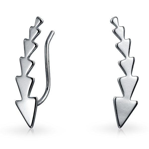 Landou Jewelry 925 Sterling Silver Triangle Ear Pins Climber Earrings