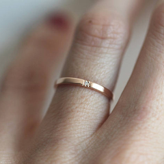 Simple Design Rose Gold 925 Sterling Silver Single CZ Thin Women Ring