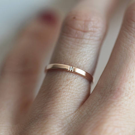 Simple Design Rose Gold 925 Sterling Silver Single CZ Thin Women Ring