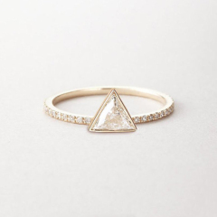 Thin Design Wholesale 925 Sterling Silver Triangle CZ Rose Gold Ring