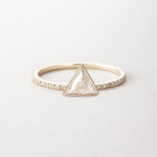Thin Design Wholesale 925 Sterling Silver Triangle CZ Rose Gold Ring