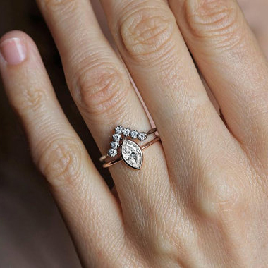 Sterling Silver Rose Gold Classic Solitaire Marquise CZ Simple Band Ring