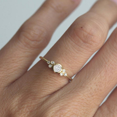Simple Design 925 Sterling Silver Cubic Zirconia Cluster Ring