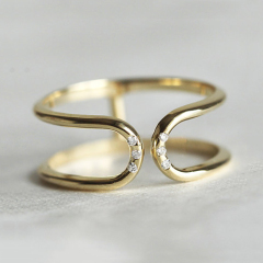 Best Wholesale Price Silver 925 Artificial Diamond Double Finger Ring